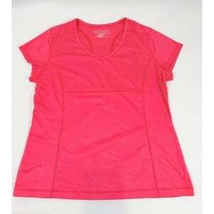 Tek Gear Womens XL Pink V-Neck Short Sleeve Activewear Performance T-Shirt